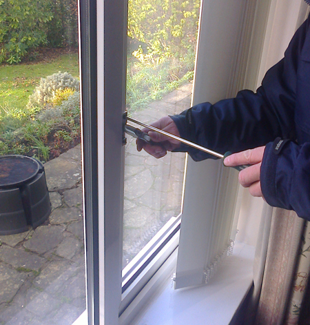 Replacement of a UPVC window handle and lock mechanism.
