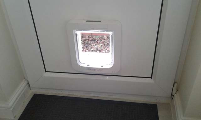 Internal view of a cat flap installed on the Wirral.